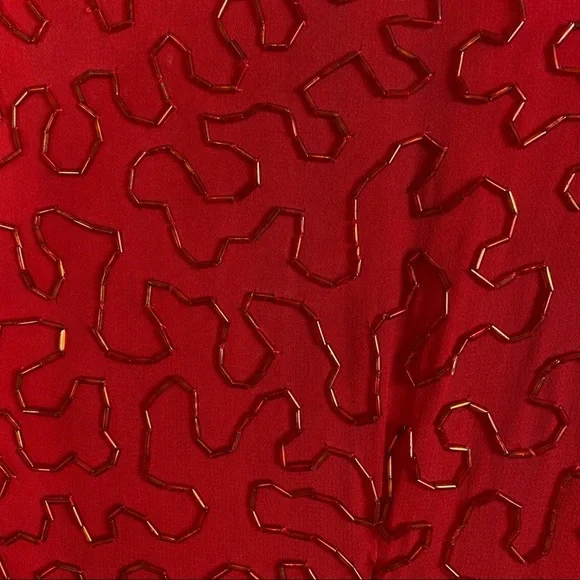 AJ Bari Vintage red silk beaded dress - Picture 7 of 10